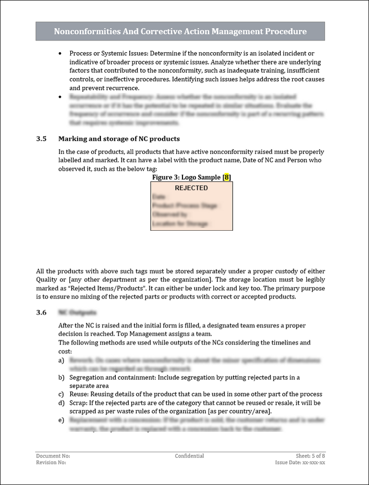 ISO 9001:QMS Nonconformities And Corrective Action Management Procedure Template