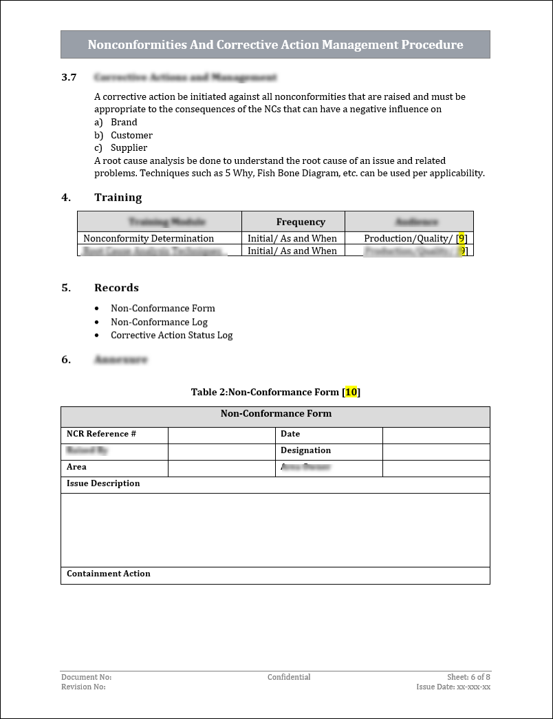 ISO 9001:QMS Nonconformities And Corrective Action Management Procedure Template