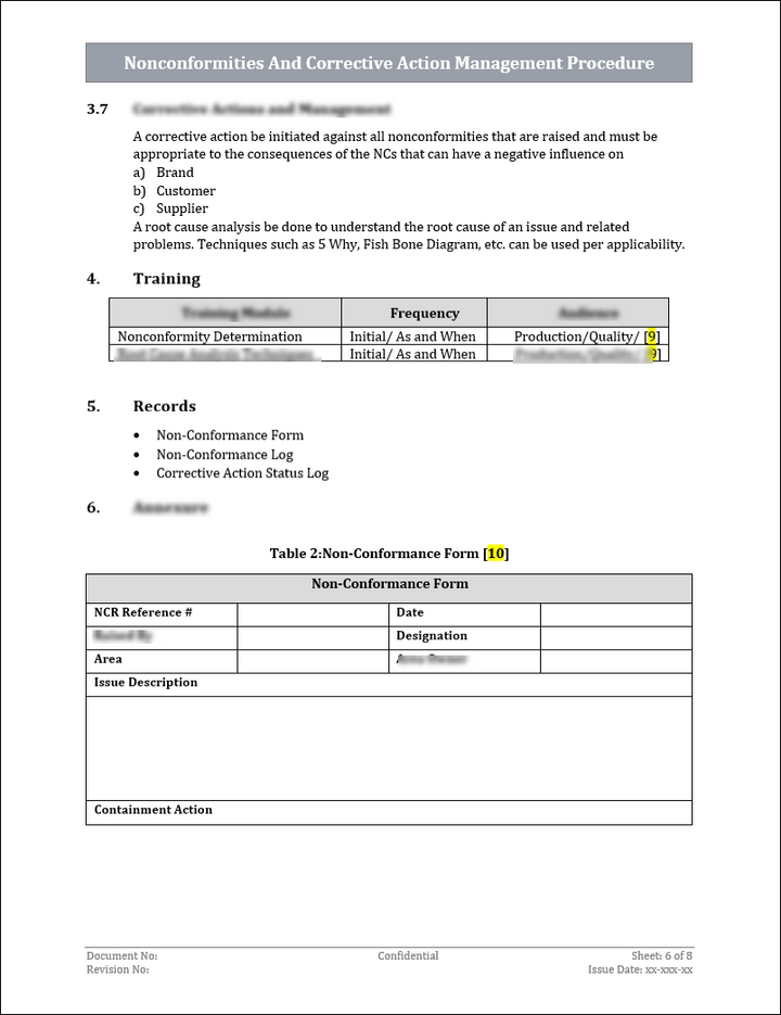 ISO 9001:QMS Nonconformities And Corrective Action Management Procedure Template