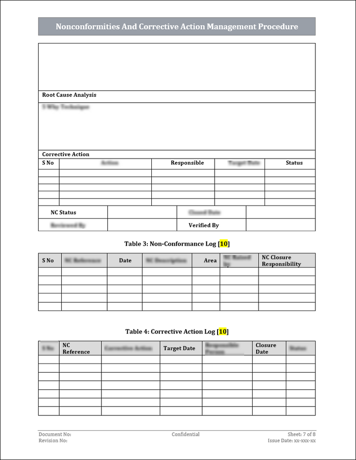 ISO 9001:QMS Nonconformities And Corrective Action Management Procedure Template