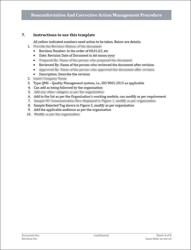 ISO 9001:QMS Nonconformities And Corrective Action Management Procedure Template