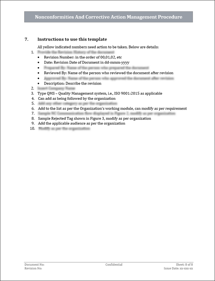 ISO 9001:QMS Nonconformities And Corrective Action Management Procedure Template