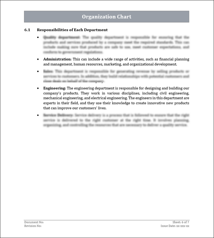 ISO 9001:QMS Organization Chart Template