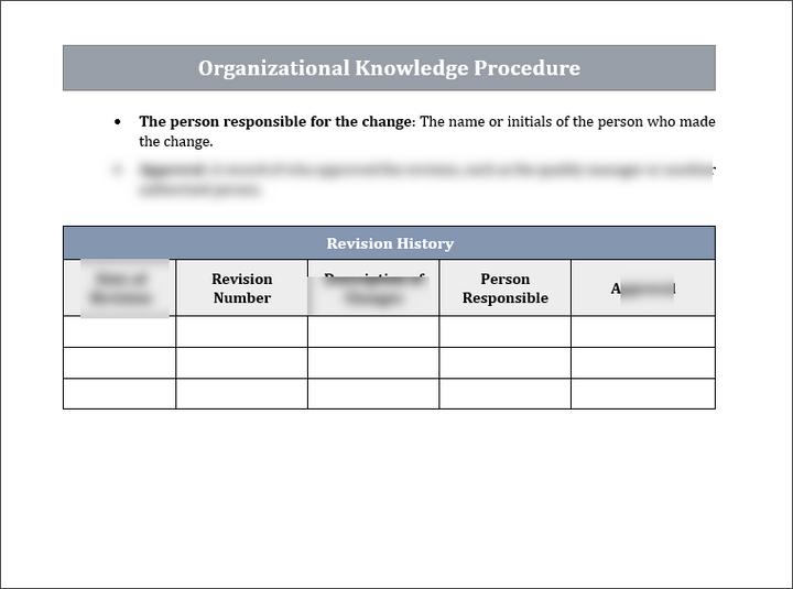 ISO 9001 Organizational Knowledge Procedure Template