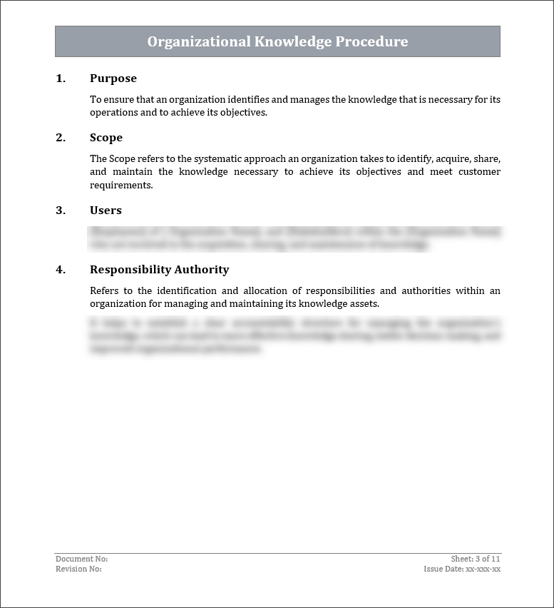 ISO 9001 Organizational Knowledge Procedure Template