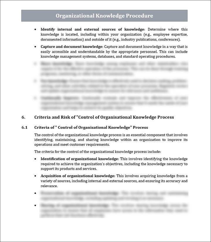 ISO 9001 Organizational Knowledge Procedure Template