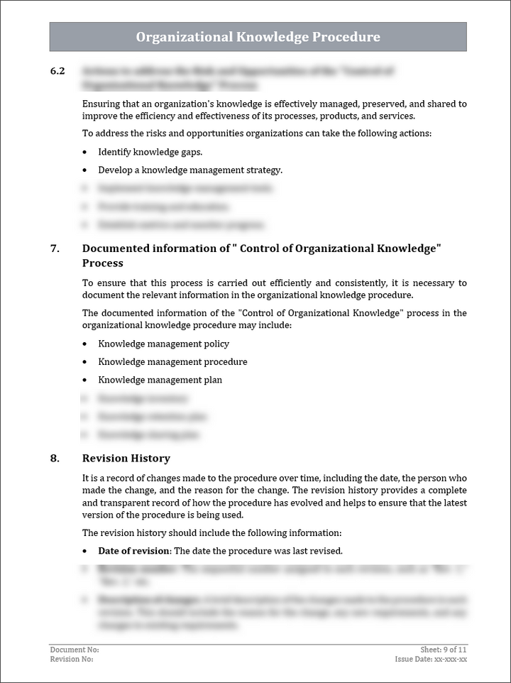 ISO 9001 Organizational Knowledge Procedure Template