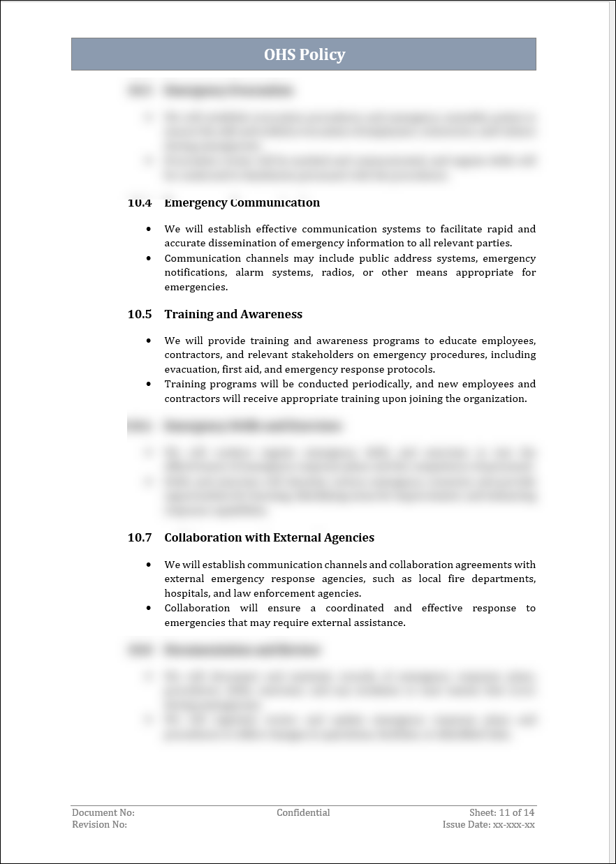 ISO 45001 OH&S Policy Template