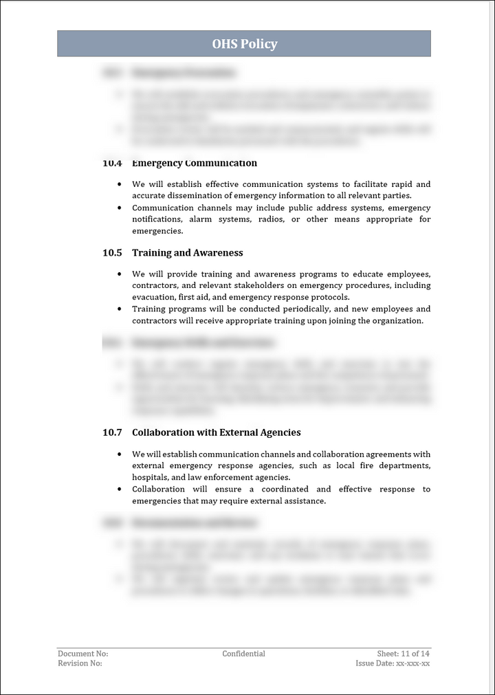 ISO 45001 OH&S Policy Template