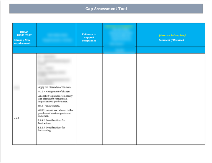 ISO 45001 Gap Assessment Tool Template