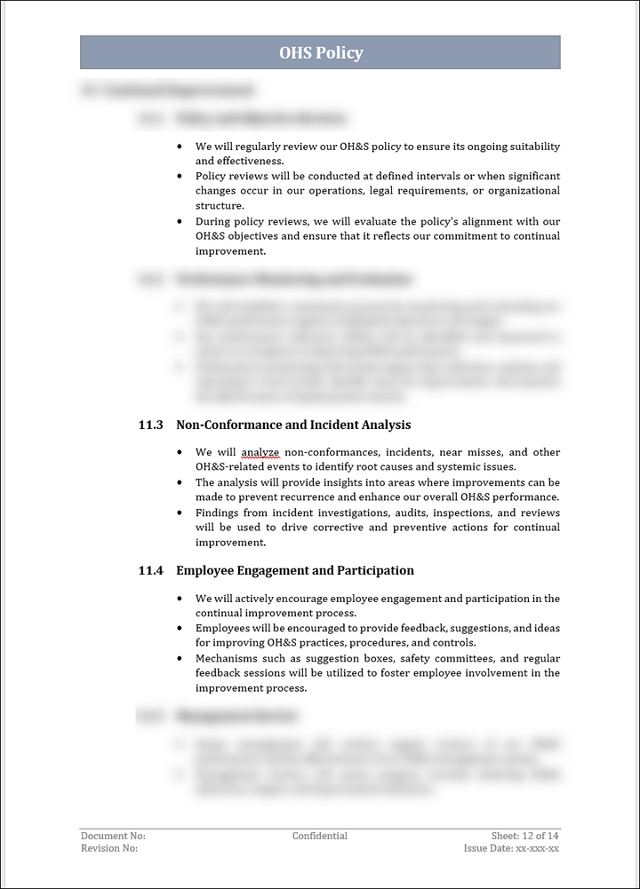 ISO 45001 OH&S Policy Template