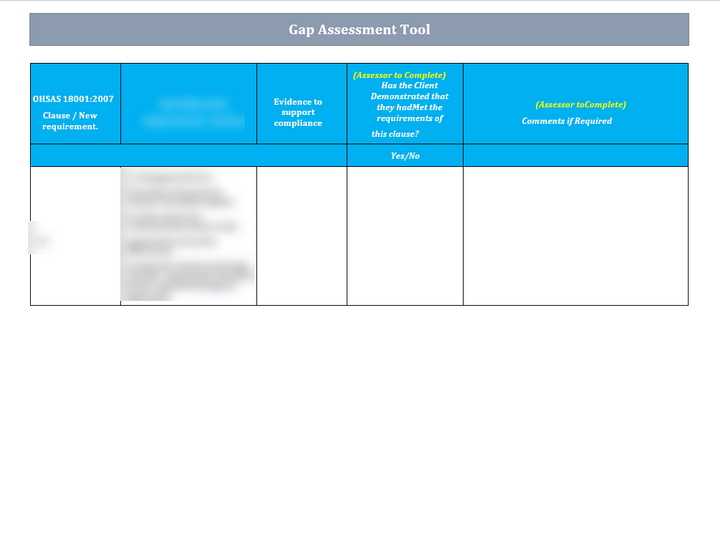 ISO 45001 Gap Assessment Tool Template