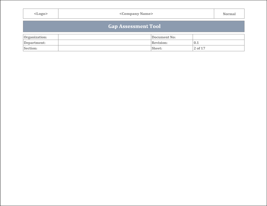 ISO 45001 Gap Assessment Tool Template