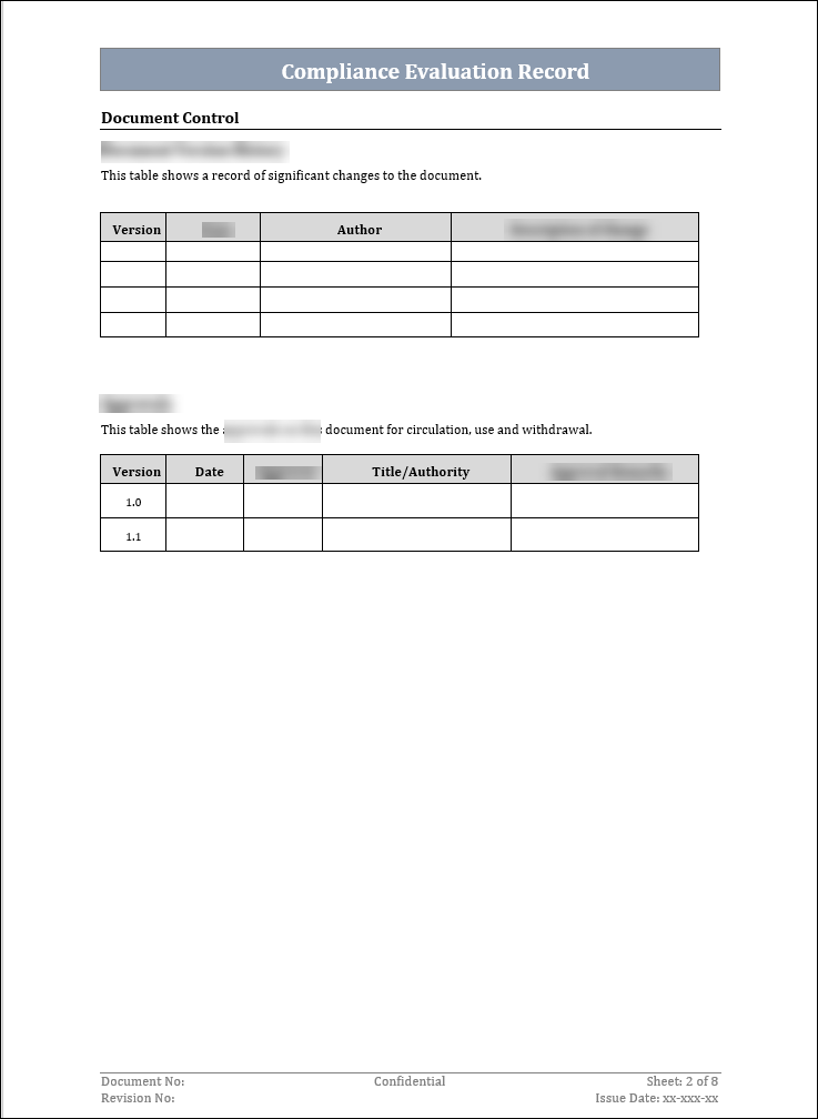 ISO 45001 Compliance Evaluation Record Template