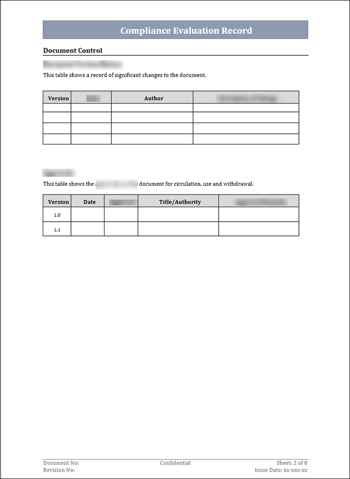 ISO 45001 Compliance Evaluation Record Template