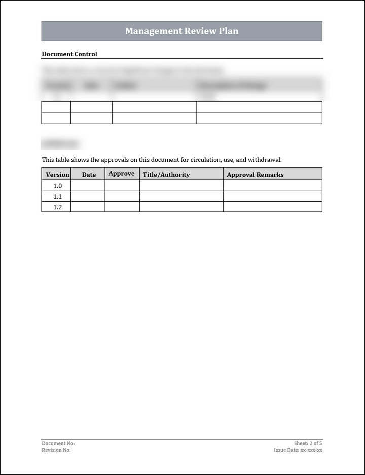 ISO 45001 Management Review Plan Template