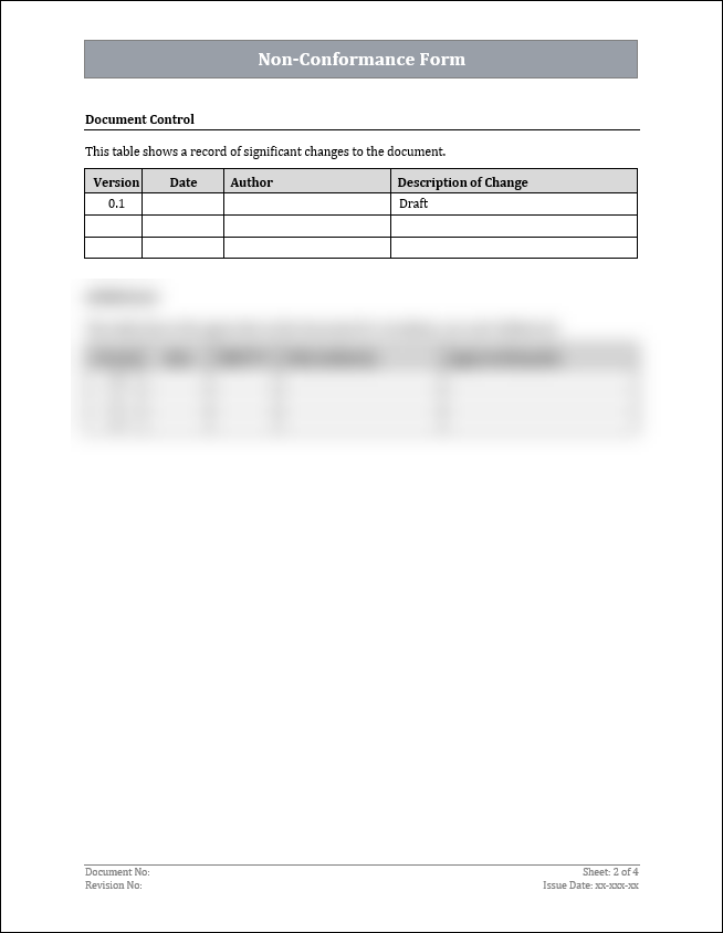 ISO 45001 Non-Conformance Form Template