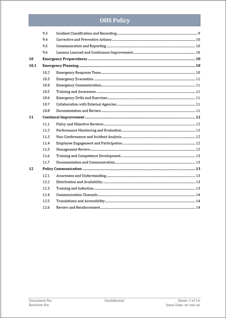 ISO 45001 OH&S Policy Template