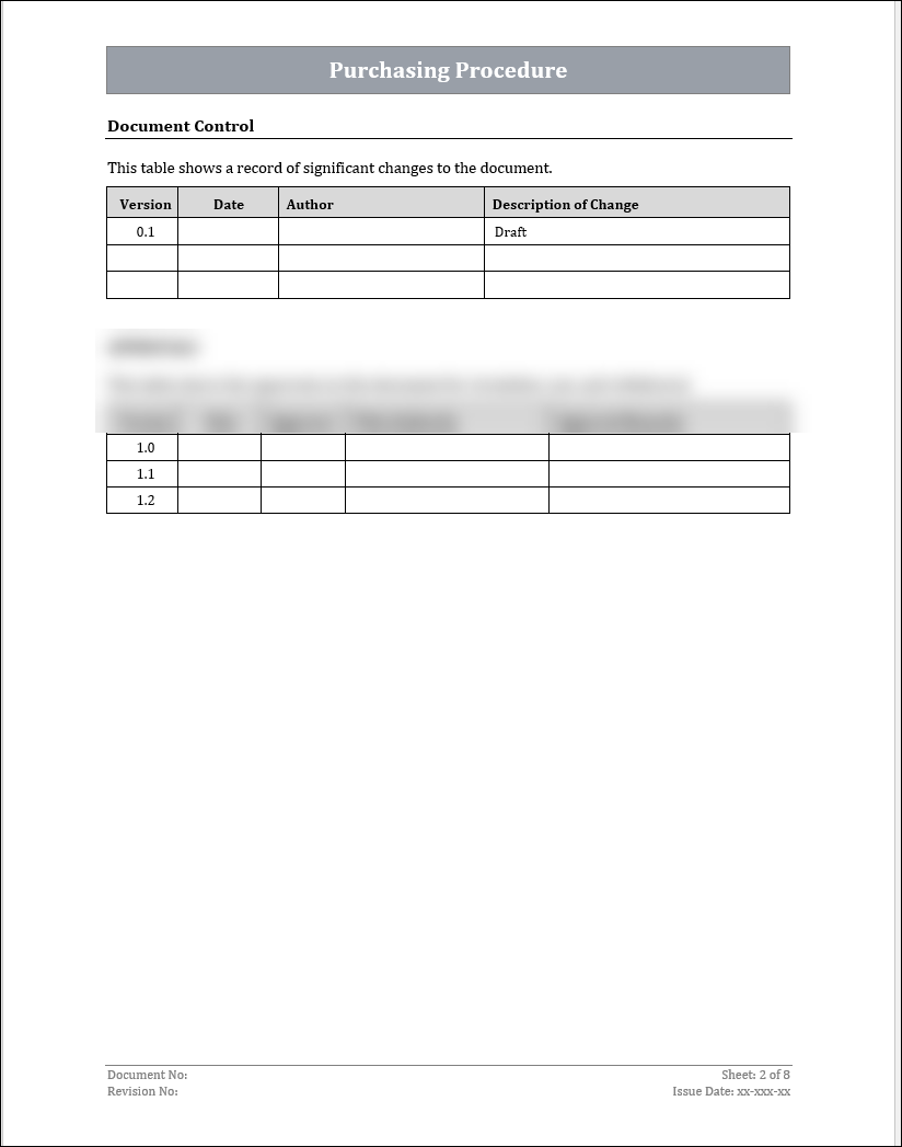 ISO 45001 Purchasing Procedure Template