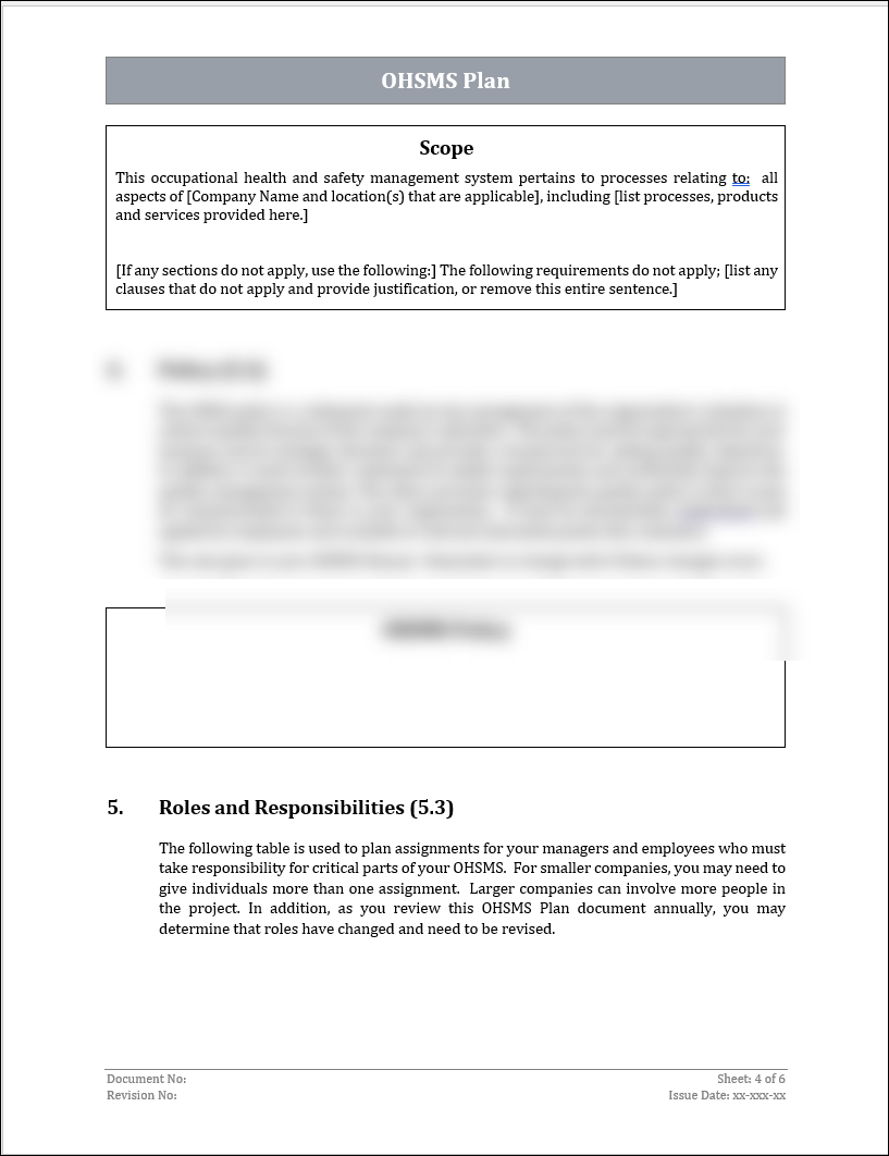 ISO 45001 OHSMS Plan Template