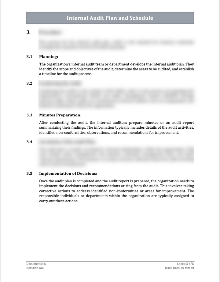 ISO 45001 Internal Audit Plan and Schedule Template