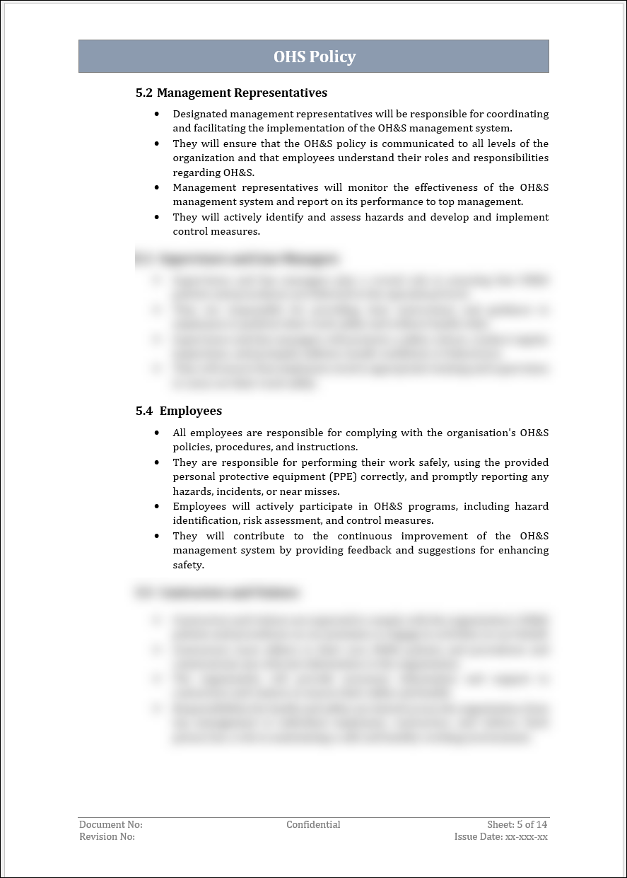 ISO 45001 OH&S Policy Template