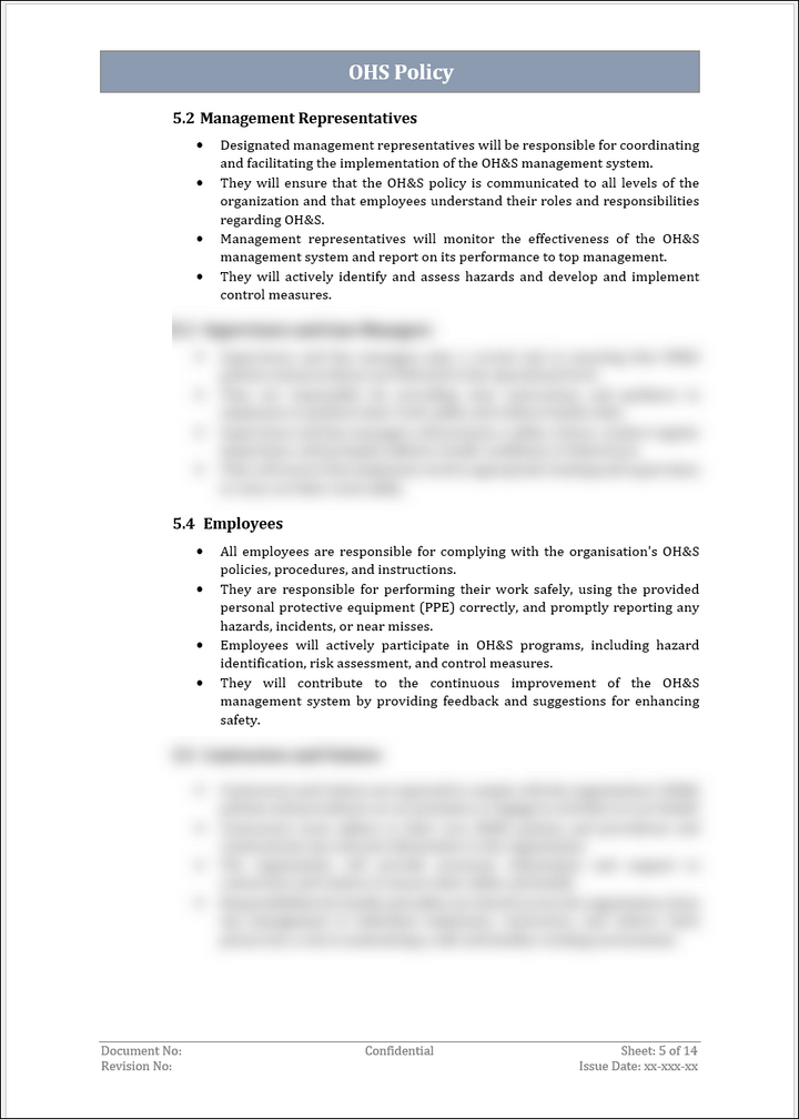 ISO 45001 OH&S Policy Template