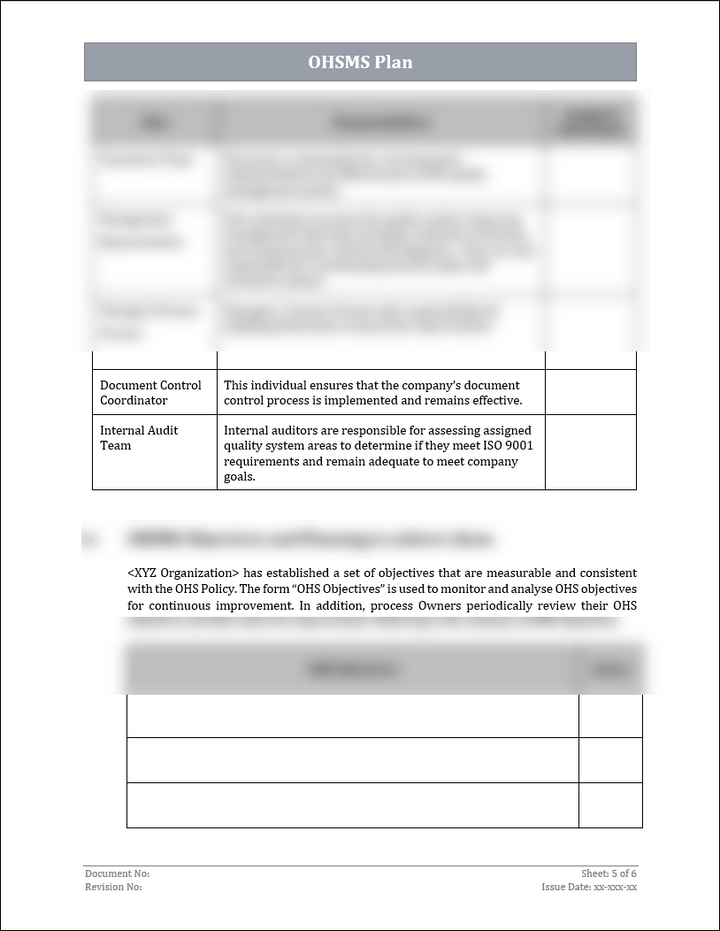 ISO 45001 OHSMS Plan Template