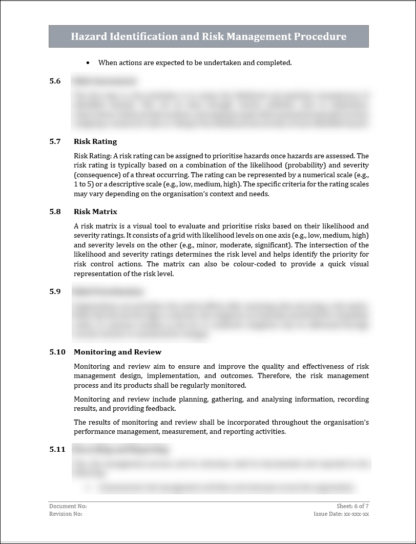 ISO 45001 Hazard Identification and Risk Management Procedure Template