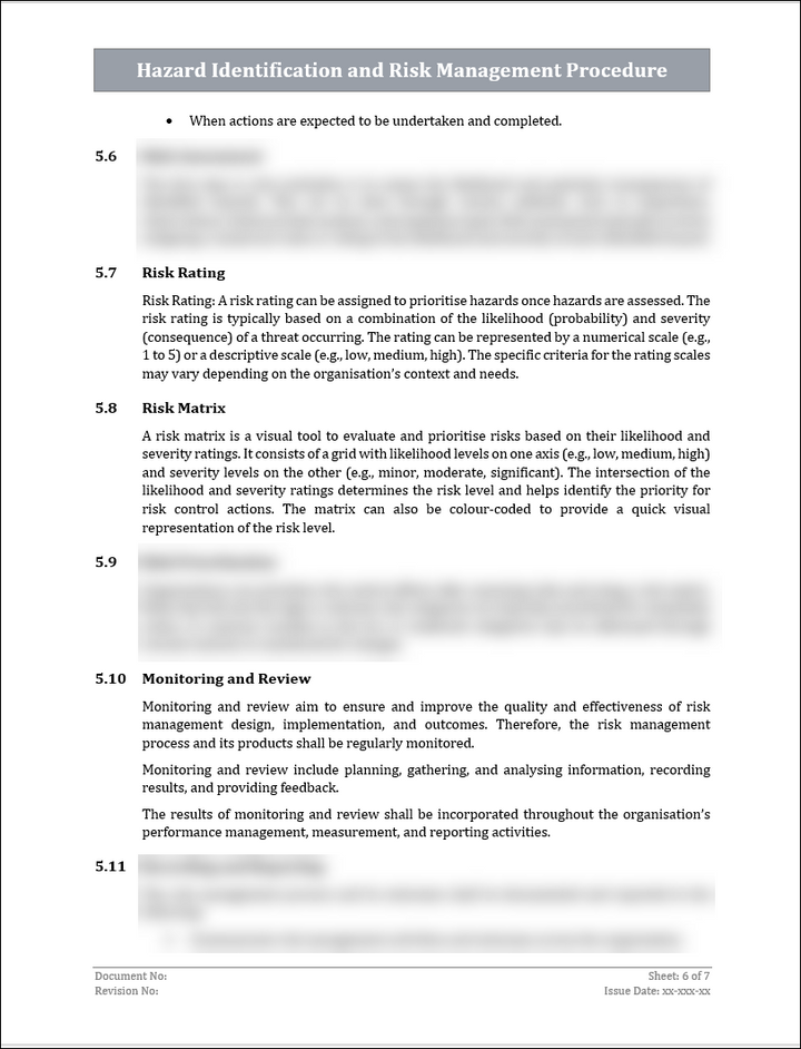 ISO 45001 Hazard Identification and Risk Management Procedure Template