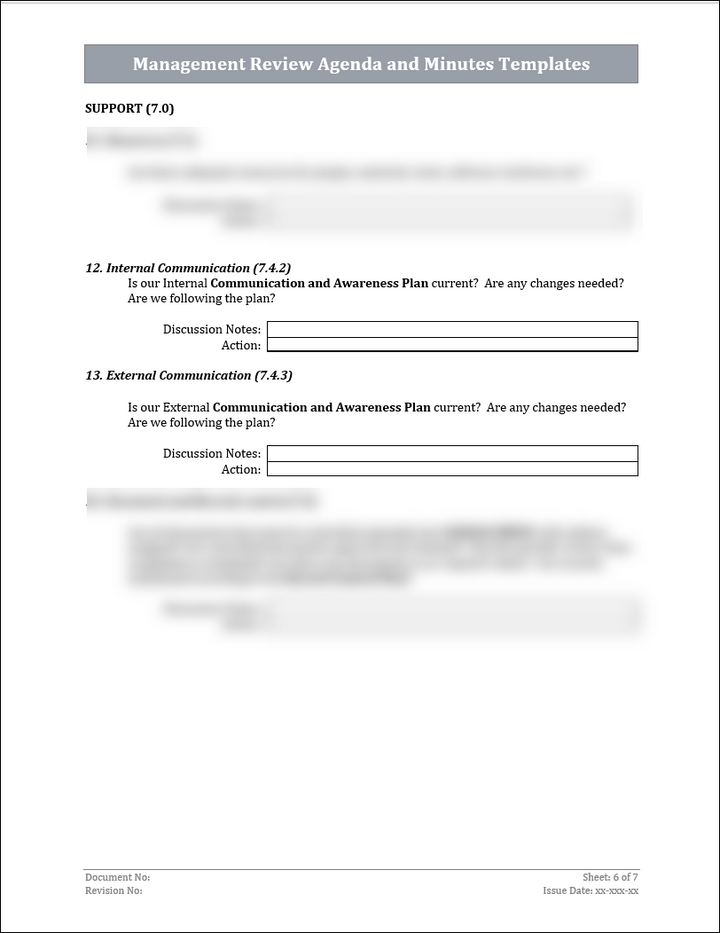 ISO 45001 Management Review Agenda and Minutes Template