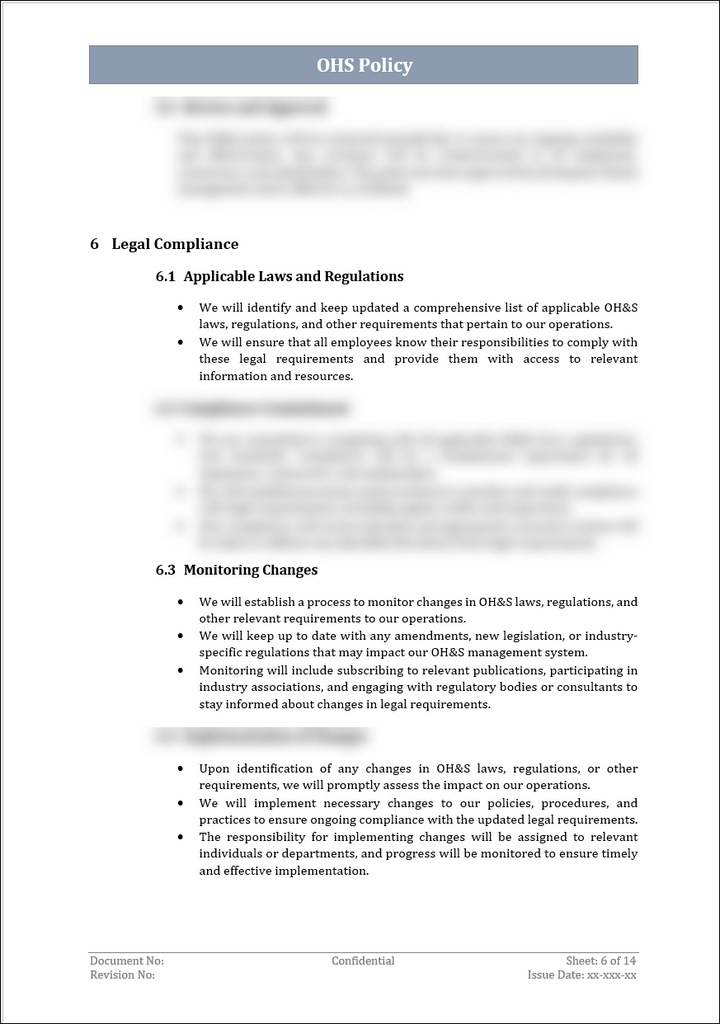 ISO 45001 OH&S Policy Template