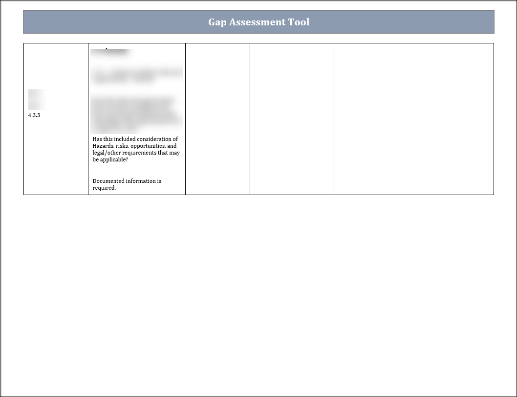 ISO 45001 Gap Assessment Tool Template