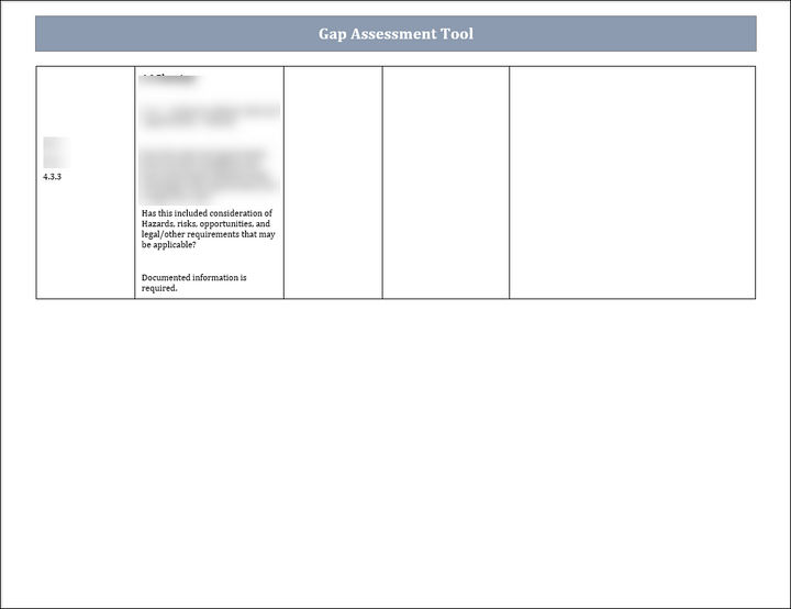 ISO 45001 Gap Assessment Tool Template