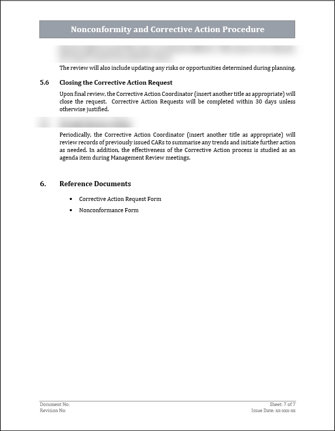 ISO 45001 Nonconformity and Corrective Action Procedure Template