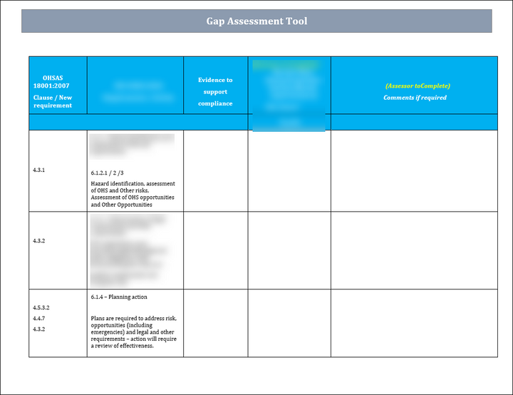 ISO 45001 Gap Assessment Tool Template