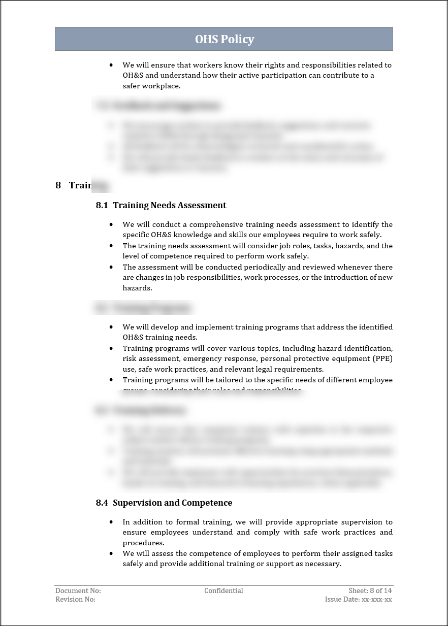 ISO 45001 OH&S Policy Template