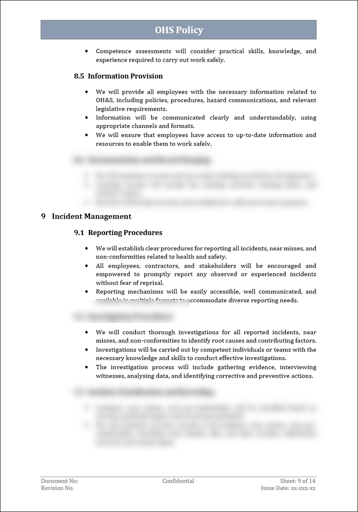 ISO 45001 OH&S Policy Template