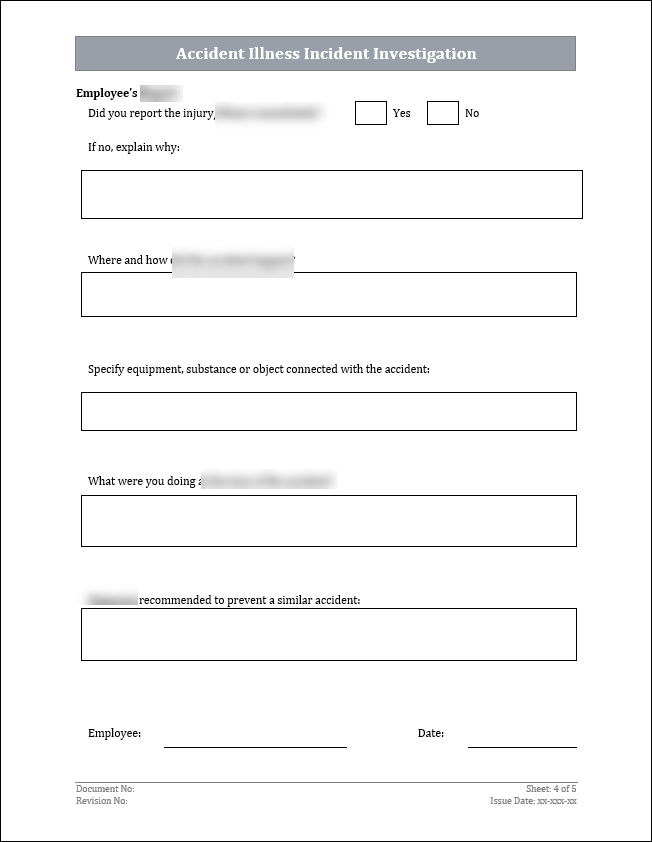 ISO 45001 Accident Illness Incident Investigation Template