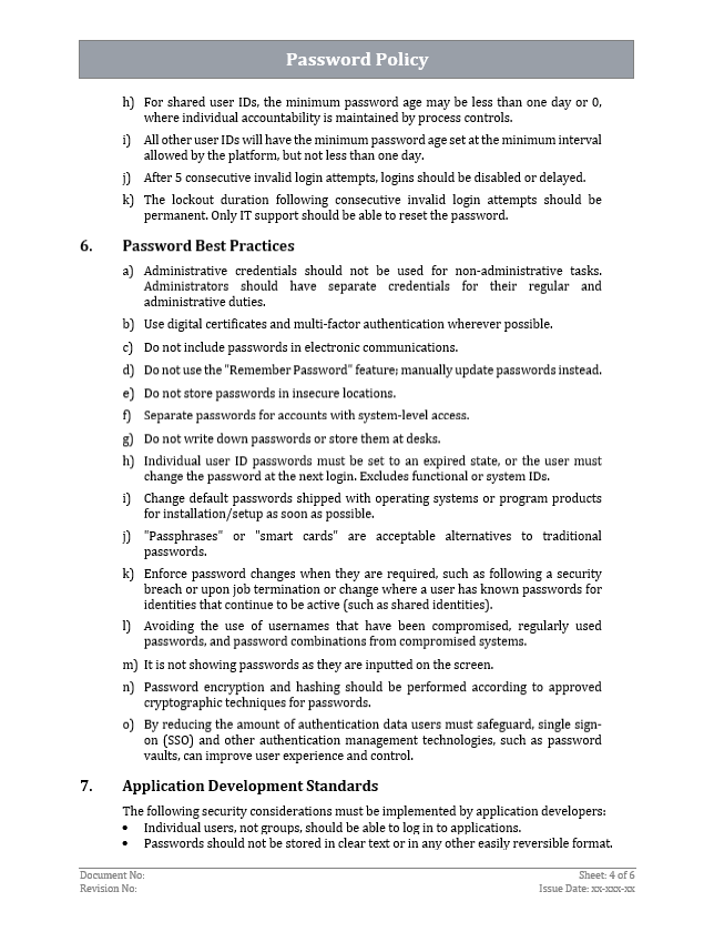 ISO 27001 - Password Policy Template