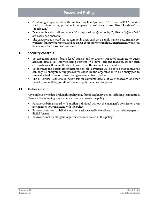 ISO 27001 - Password Policy Template