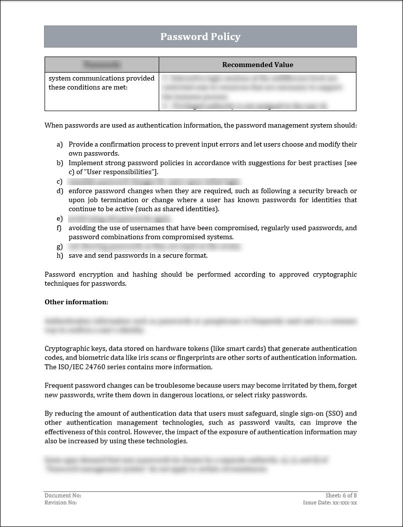 ISO 27001:2022 - Password Policy Template