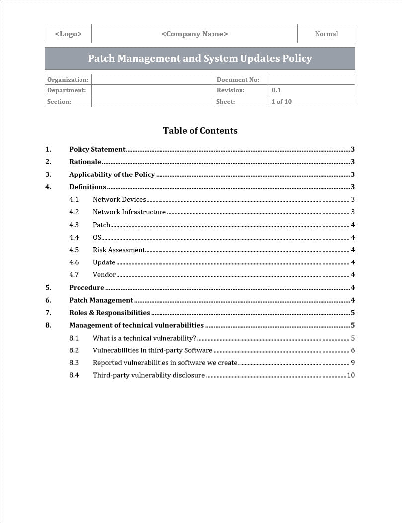 ISO 27001:2022 - Patch Management and System Updates Policy Template