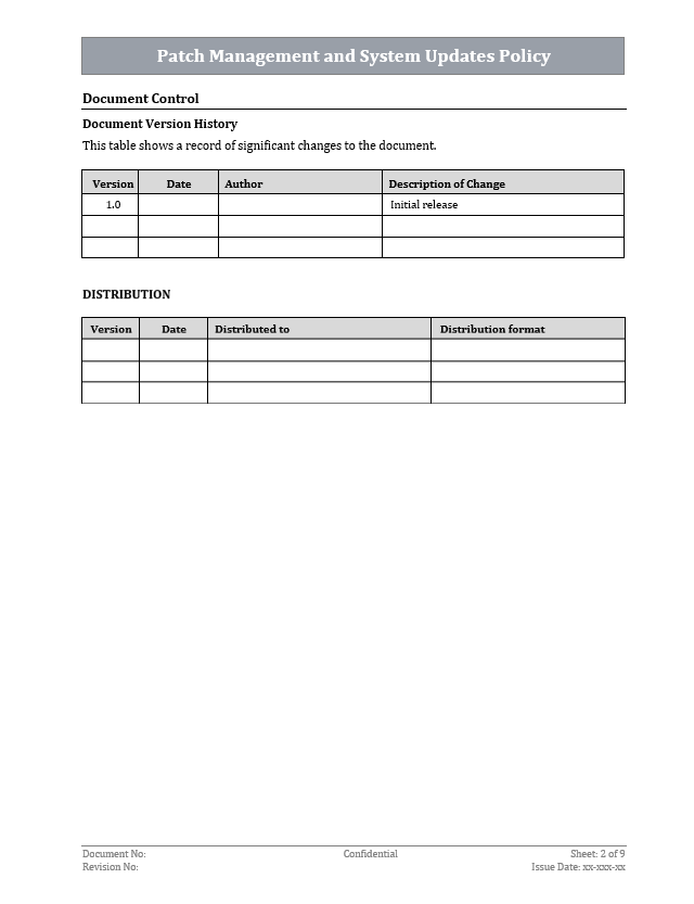 ISO 27001 - Patch Management and System Updates Policy Template