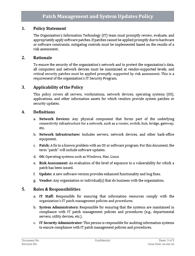 ISO 27001 - Patch Management and System Updates Policy Template