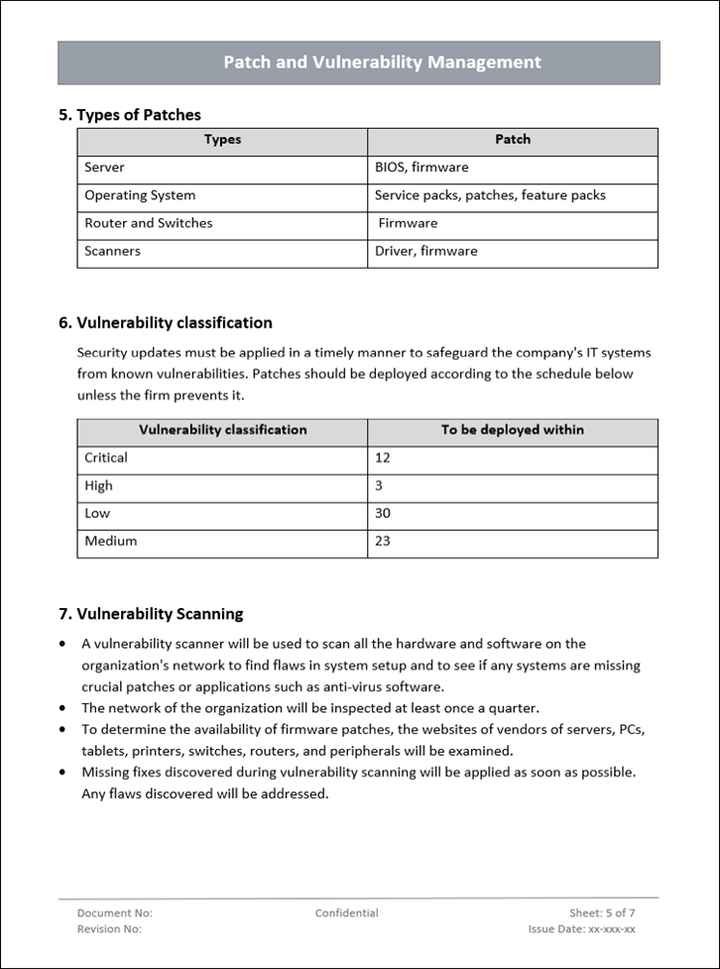 Patch and vulnerability management, vulnerability scanning