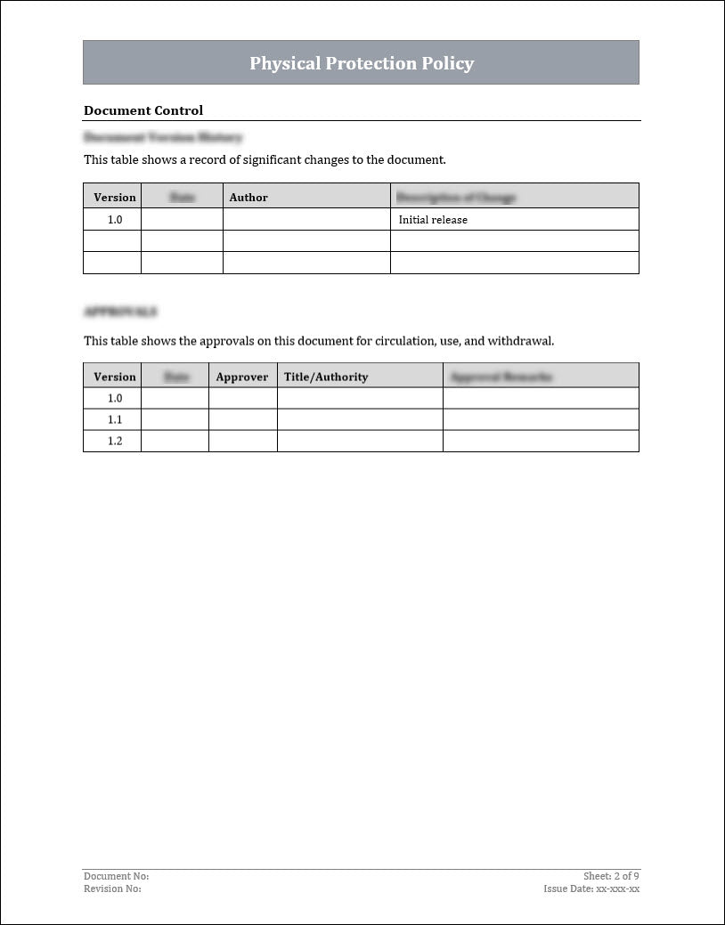 ISO 27001:2022 - Physical Protection Policy Template