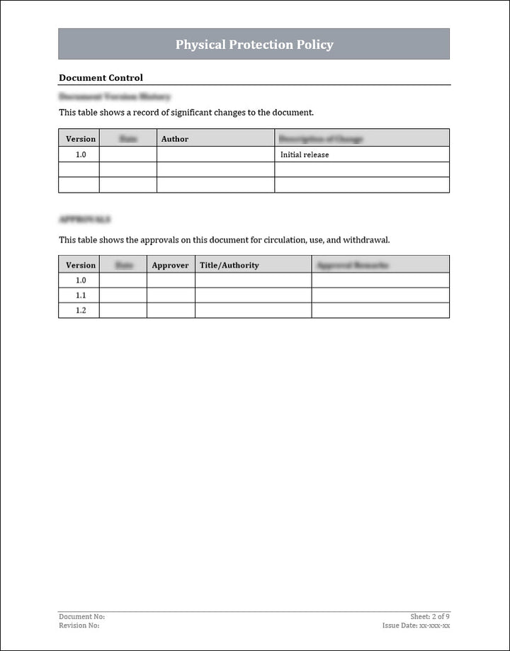 ISO 27001:2022 - Physical Protection Policy Template