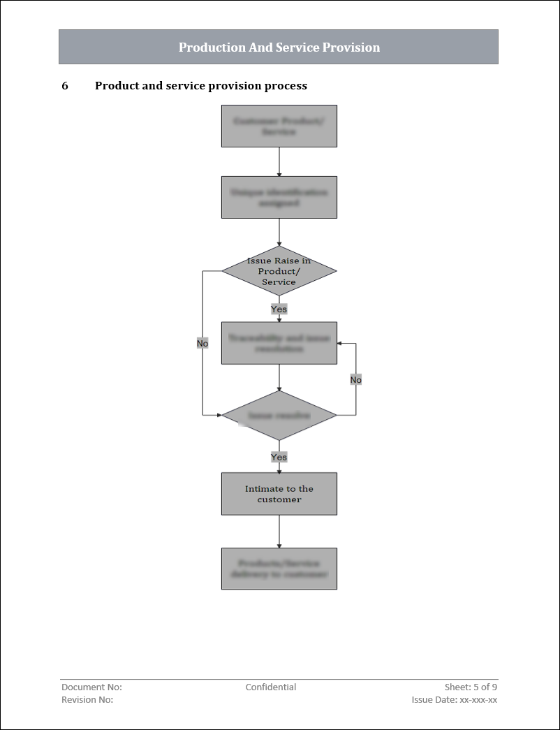 ISO 9001: QMS Production And Service Provision Template