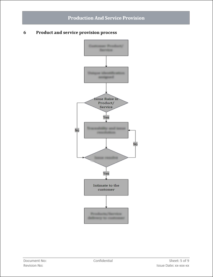 ISO 9001: QMS Production And Service Provision Template